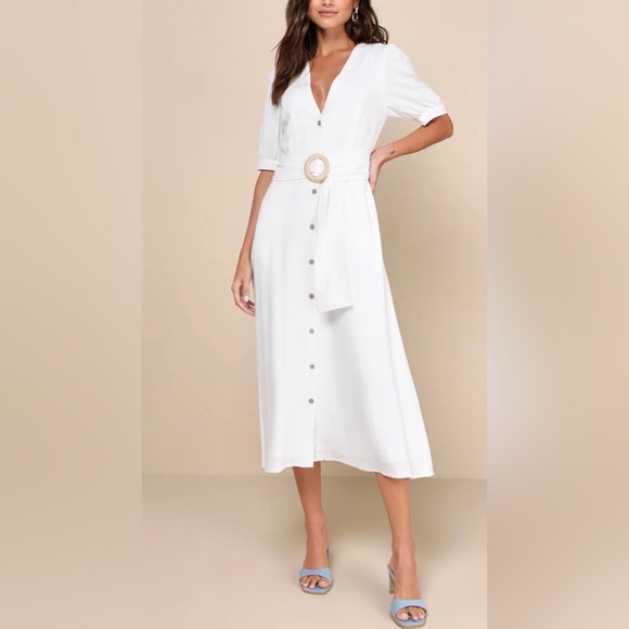 Lulus Dresses & Skirts - NWT Lulus Blissful Simplicity White Midi Dress
